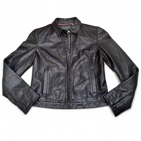 Vintage 90's Banana Republic Classic Black Leather Jacket Bomber